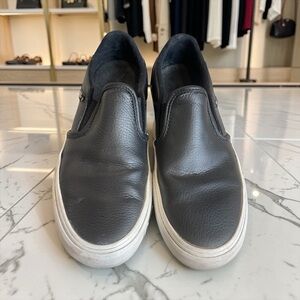 Vans Black Leather Slip-On Loafers size 8.5